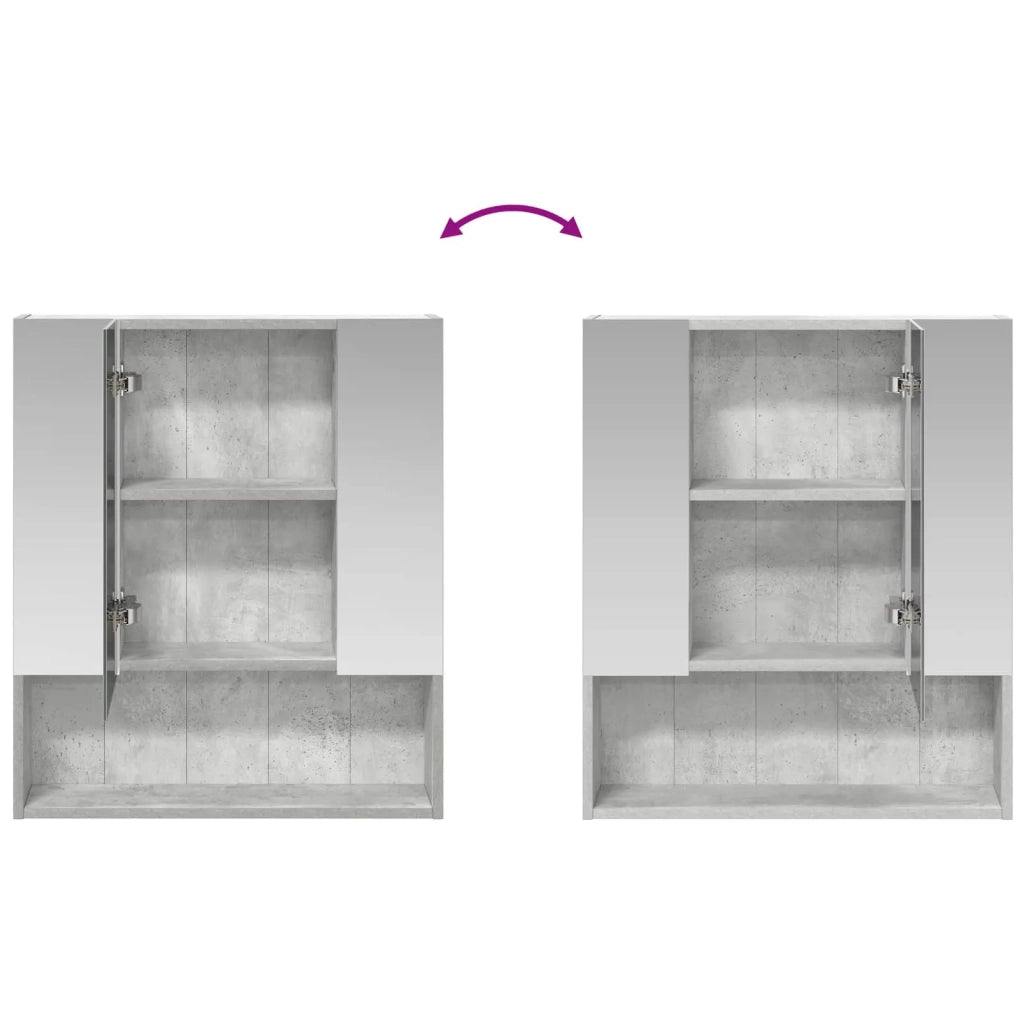 Mobiletto per specchio da bagno con lo scaffale Grigio cemento 889186