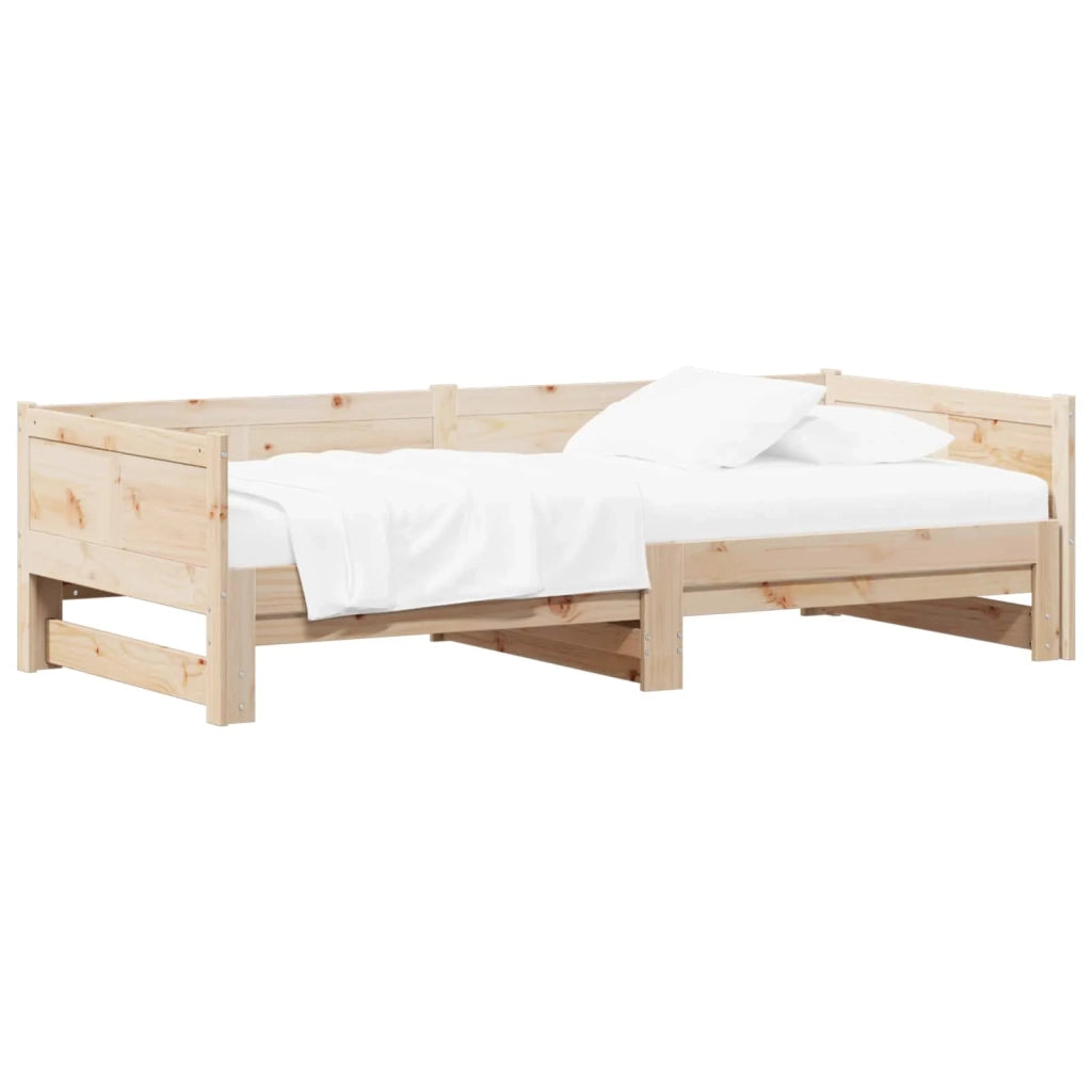 Letto Giorno Estraibile Naturale 180 x 200 cm Pino massello