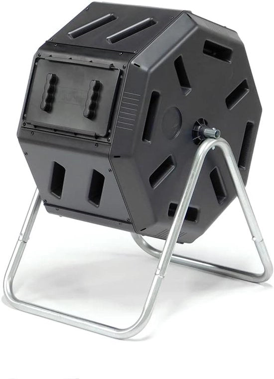 Compostatore Rotativo per Giardino e Rifiuti di Cucina in Materiale 100% Riciclato - Nero (83L)