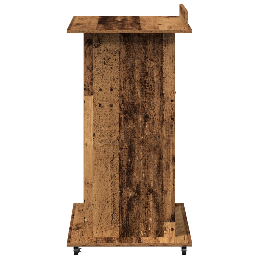 Leggio Podio con Ruote Legno Vecchio Legno Ingegnerizzato