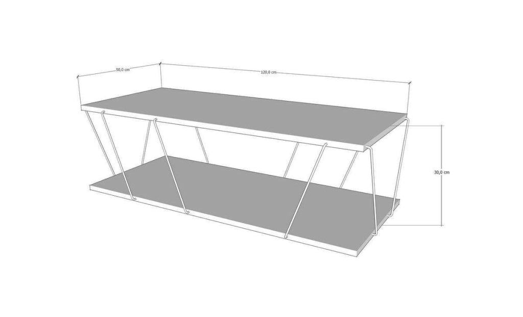 Tavolino da caffè in legno Zisino - 120 x 50 x 30 cm - Antracite