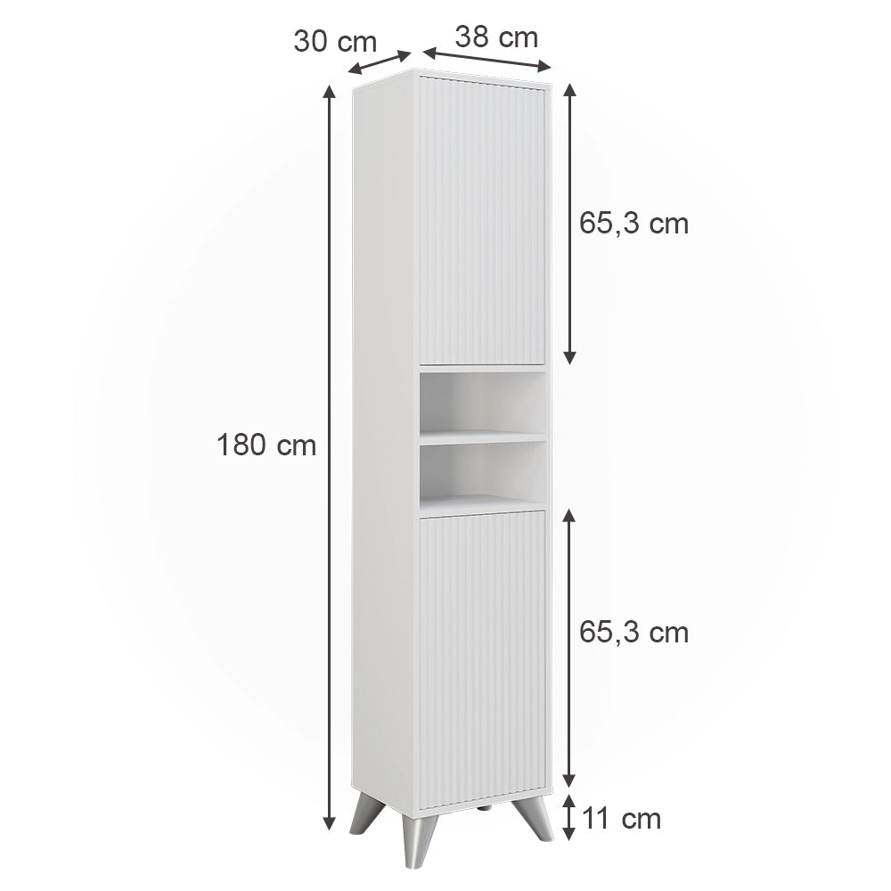 Vicco Armadio per il bagno Bianco 38 x 180 cm con 2 porte