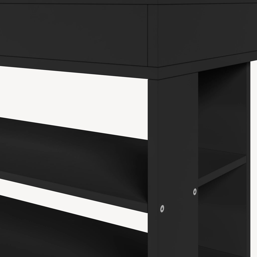 Scarpiera Boppeelo Scaffale a 5 Ripiani e Cassetto 94 x 75 x 30 cm - Nero [en.casa]