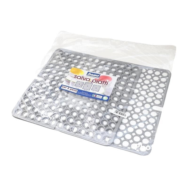 BAMA TAPPETO PER LAVELLO IN SET DA 3 PEZZI DI COLORE ARGENTO