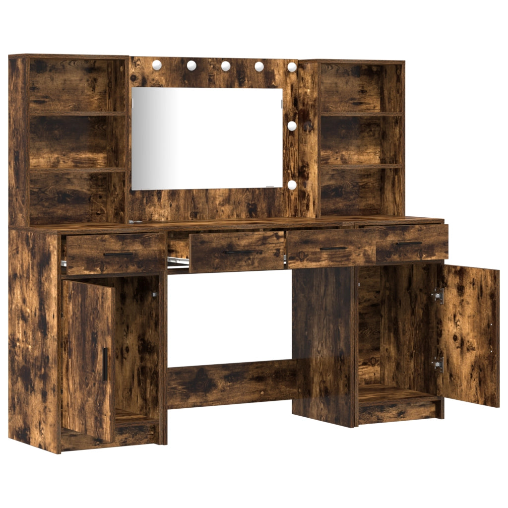 Set da Toeletta a 3 Pezzi  in Legno Ingegnerizzato FumÃ©