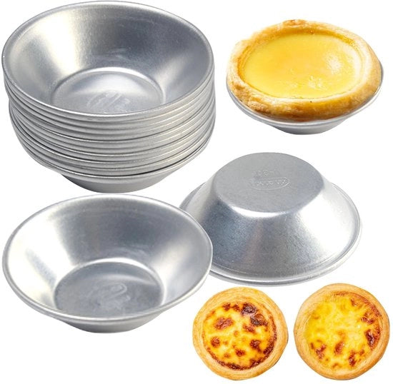 Tartina per Uovo in Silicone - 10 Unita - Forma di Cottura - Materiale Non Aderente - Lega di Alluminio - 72x22mm - Resistente al Calore