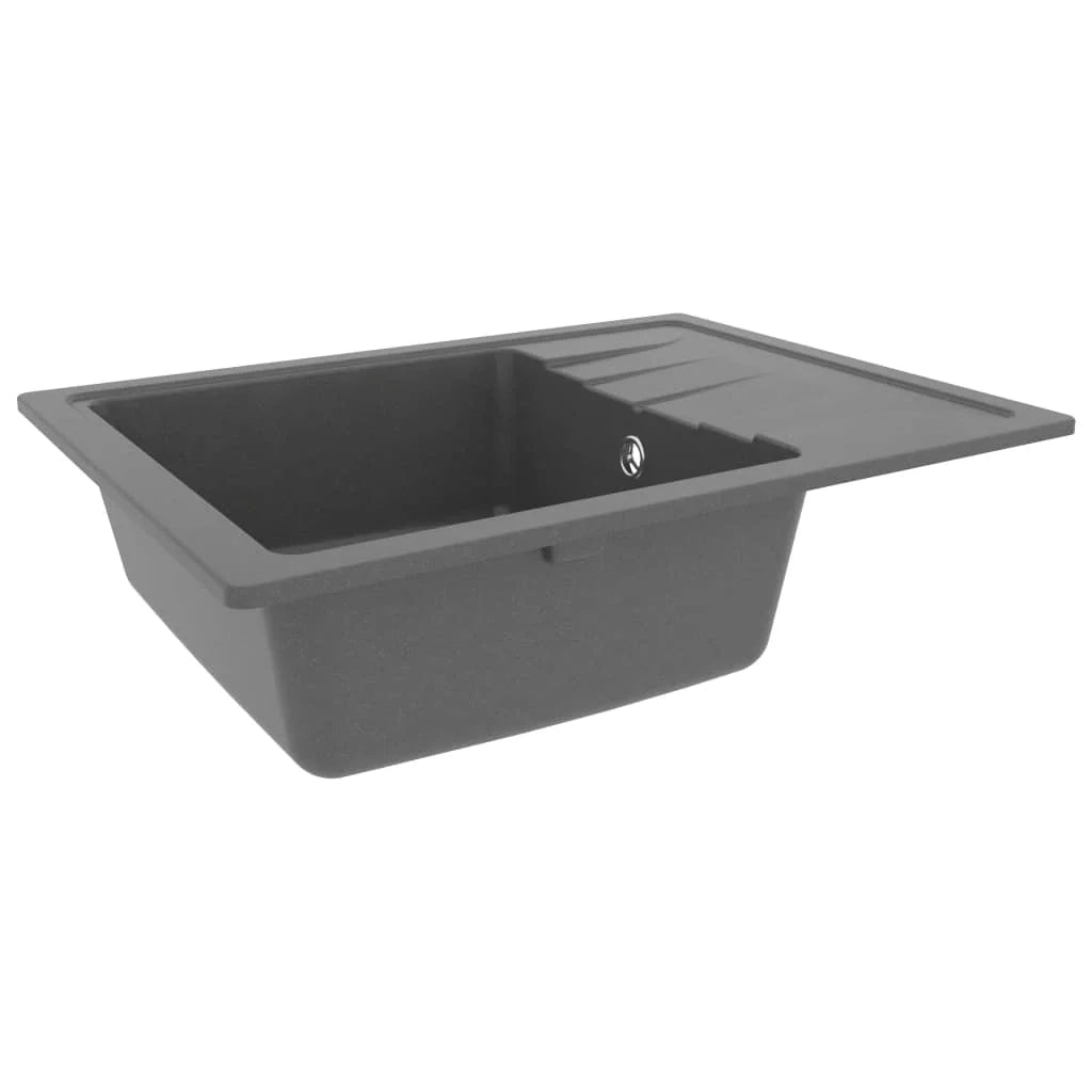 Lavello da cucina con foro troppopieno 58 x 44 cm granito grigio 02_0002422