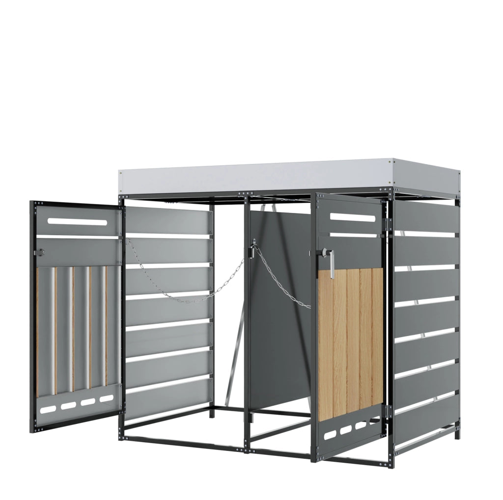 Contenitore per rifiuti con fioriera integrata 131x79x120 cm; nero in ferro