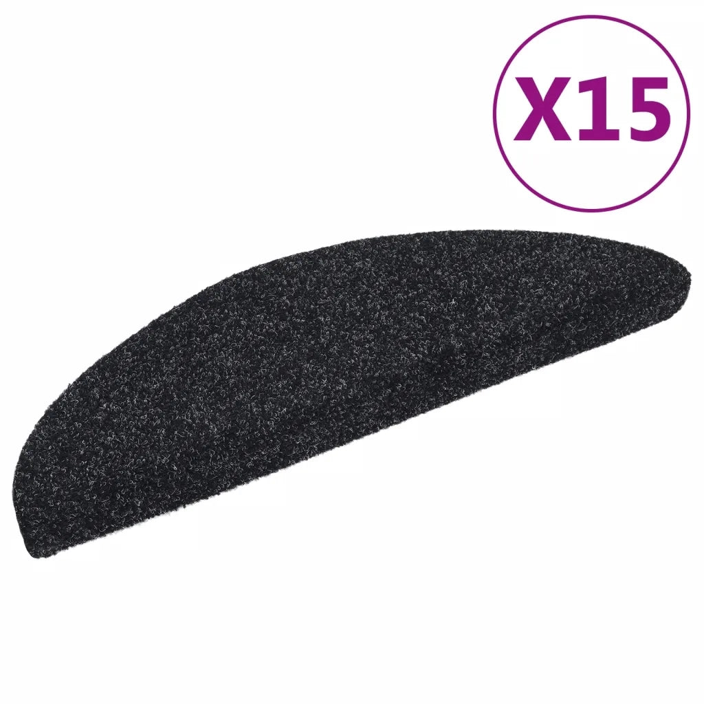 Tappetini Autoadesivi per Scale 15 pz 56x17x3 cm Nero