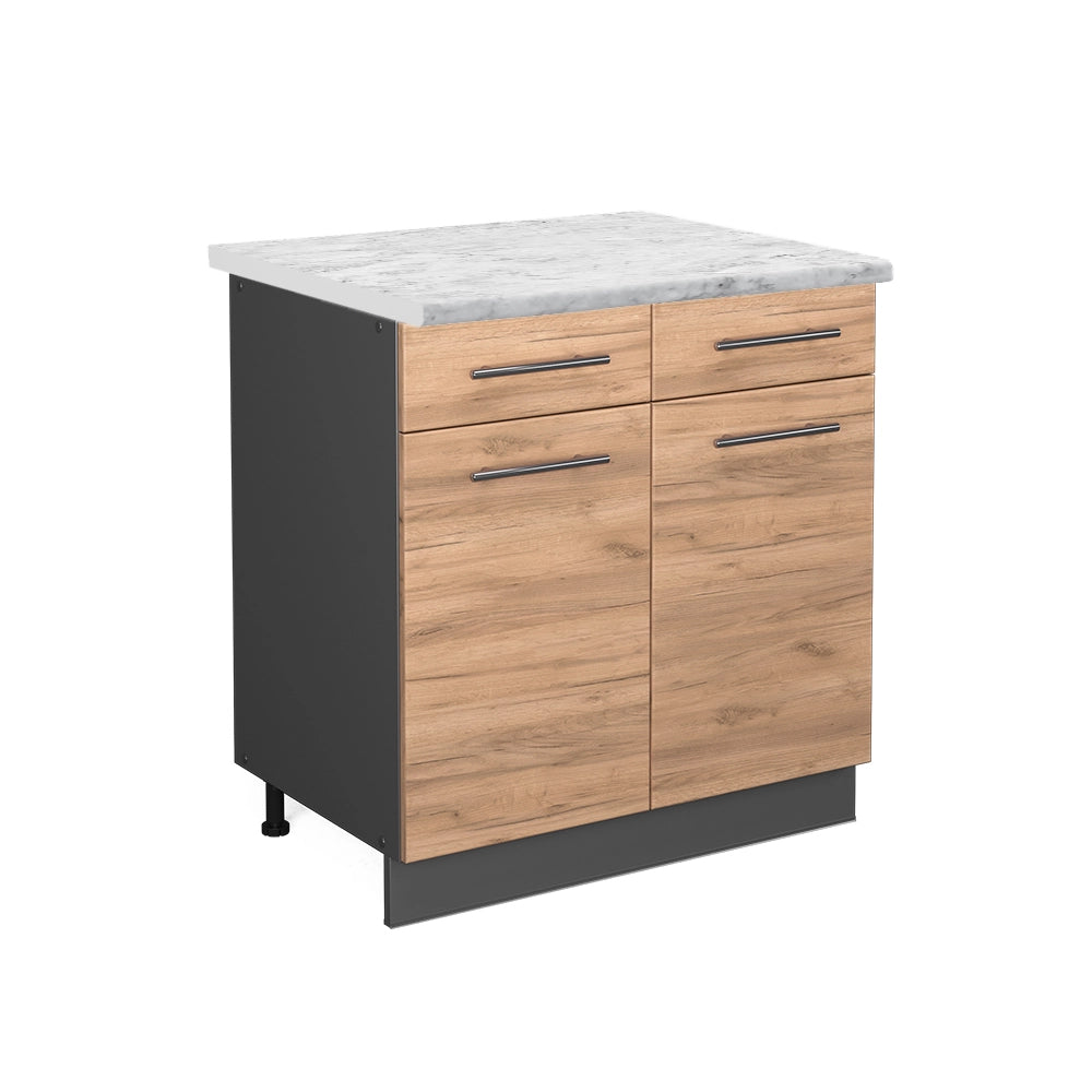 Mobiletto base per cucina Fame-Line Rovere dorato/Antracite 80 cm, PL Marmo Vicco