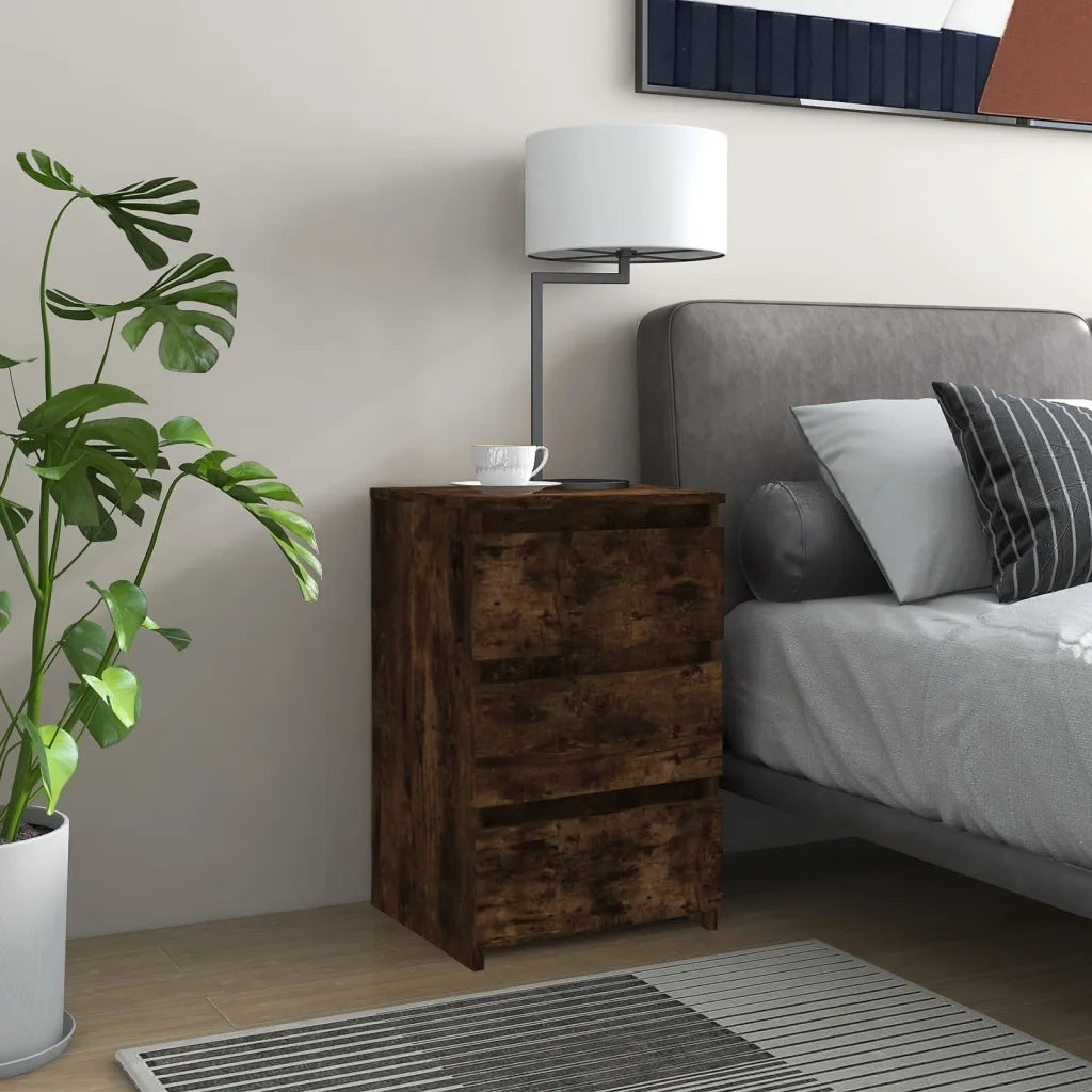 Comodino-Tavolino da notte Rovere Fumo 40x35x62,5 cm in Legno Multistrato