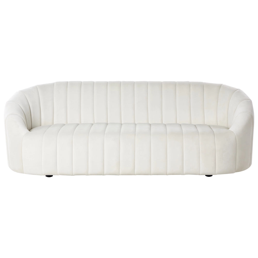 Divano 3 posti in velluto bianco sporco Design contemporaneo e retrò Seduta imbottita e schienale basso