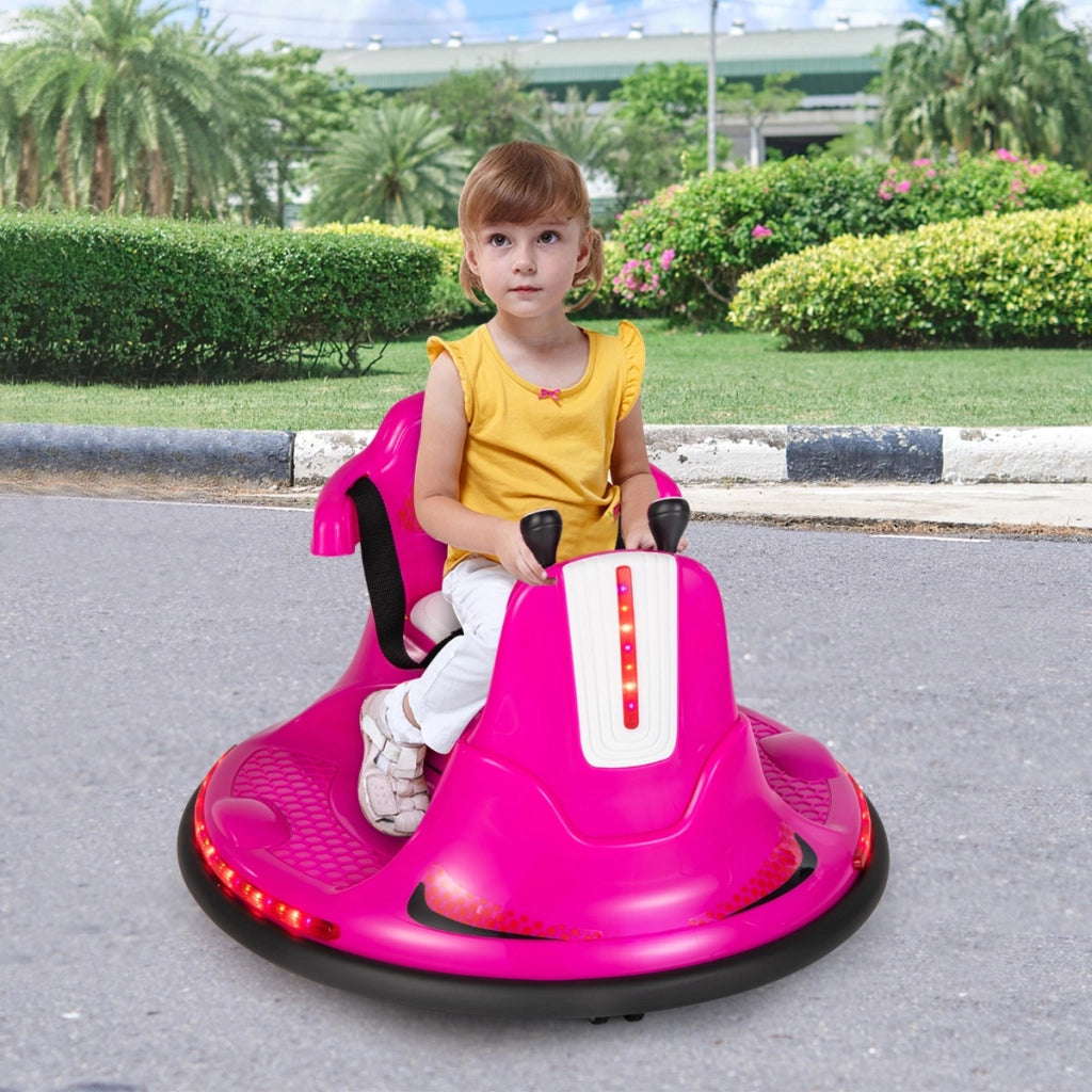 Autoscontro elettrico a batteria con doppio joystick telecomando luci a LED, Autoscontro per bambini Rosa-Macchinine giocattoli