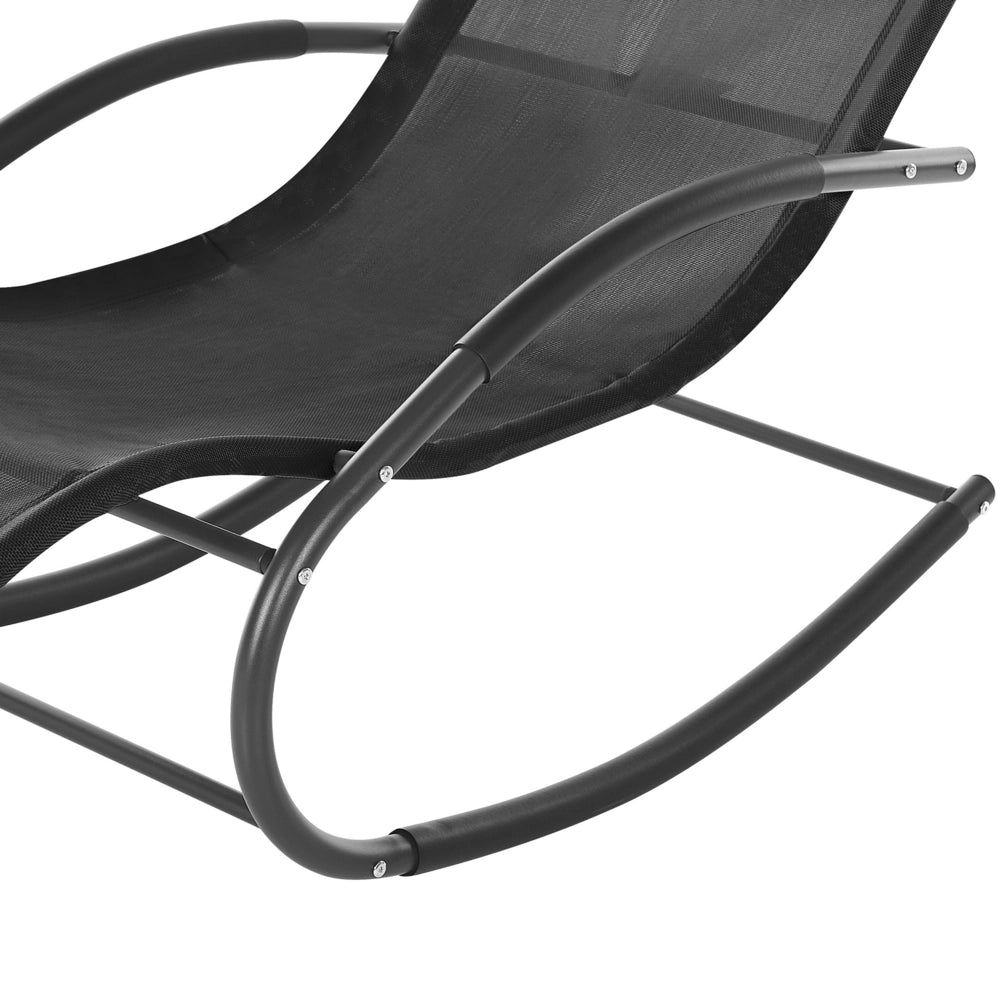 Moderno Sdraio a Dondolo da Giardino in Acciaio Beige con Cuscino