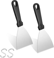 Spiedini per griglia, 2 pezzi, spatole per griglia, spatola per cucina, spatola per griglia in acciaio inossidabile con manico in plastica, spatola per pizza per BBQ/cucina/cottura/pulizia, bordo inclinato & resistente al lavastoviglie