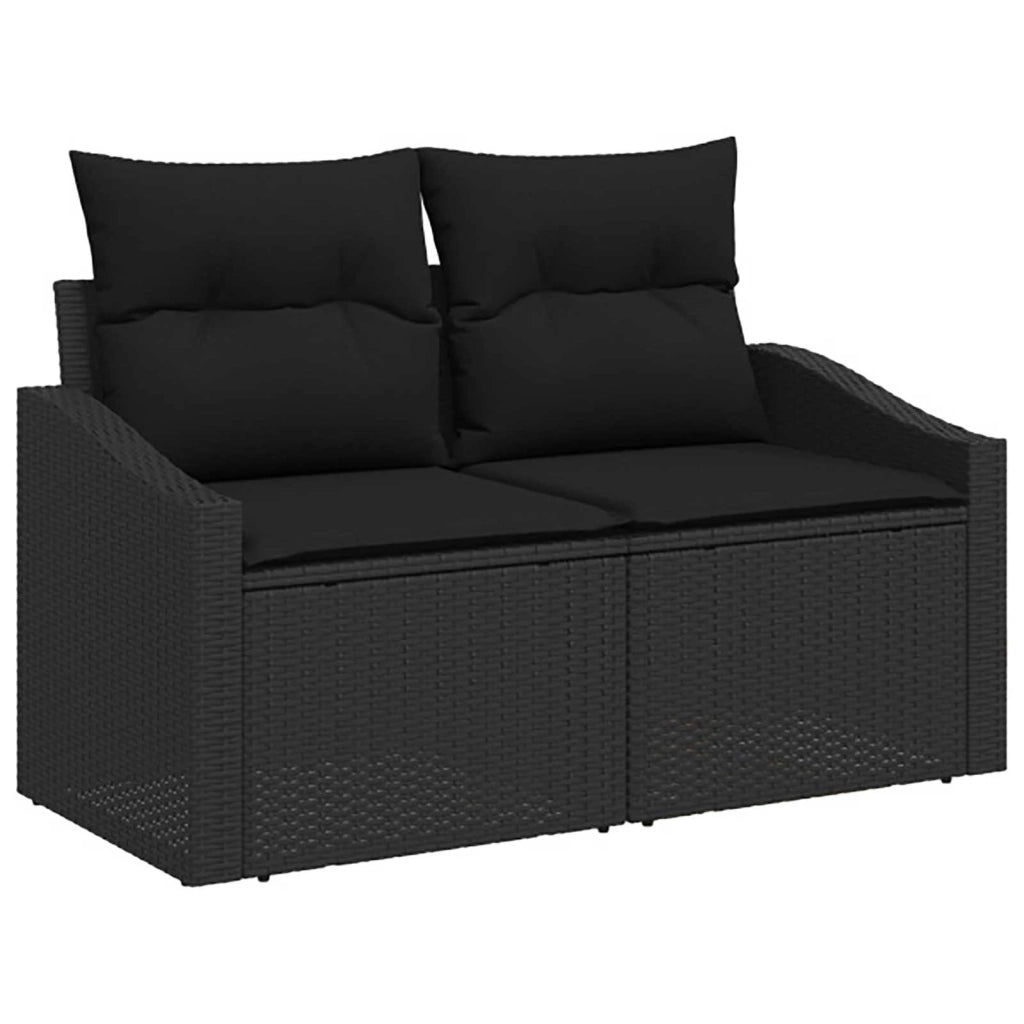 Set di divani 6 pz Nero Rattan sintetico e Acciaio 3447289