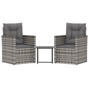 Set Divani da Esterno 3 pz | Set Salotto da Giardino con Cuscini in Polyrattan Grigio