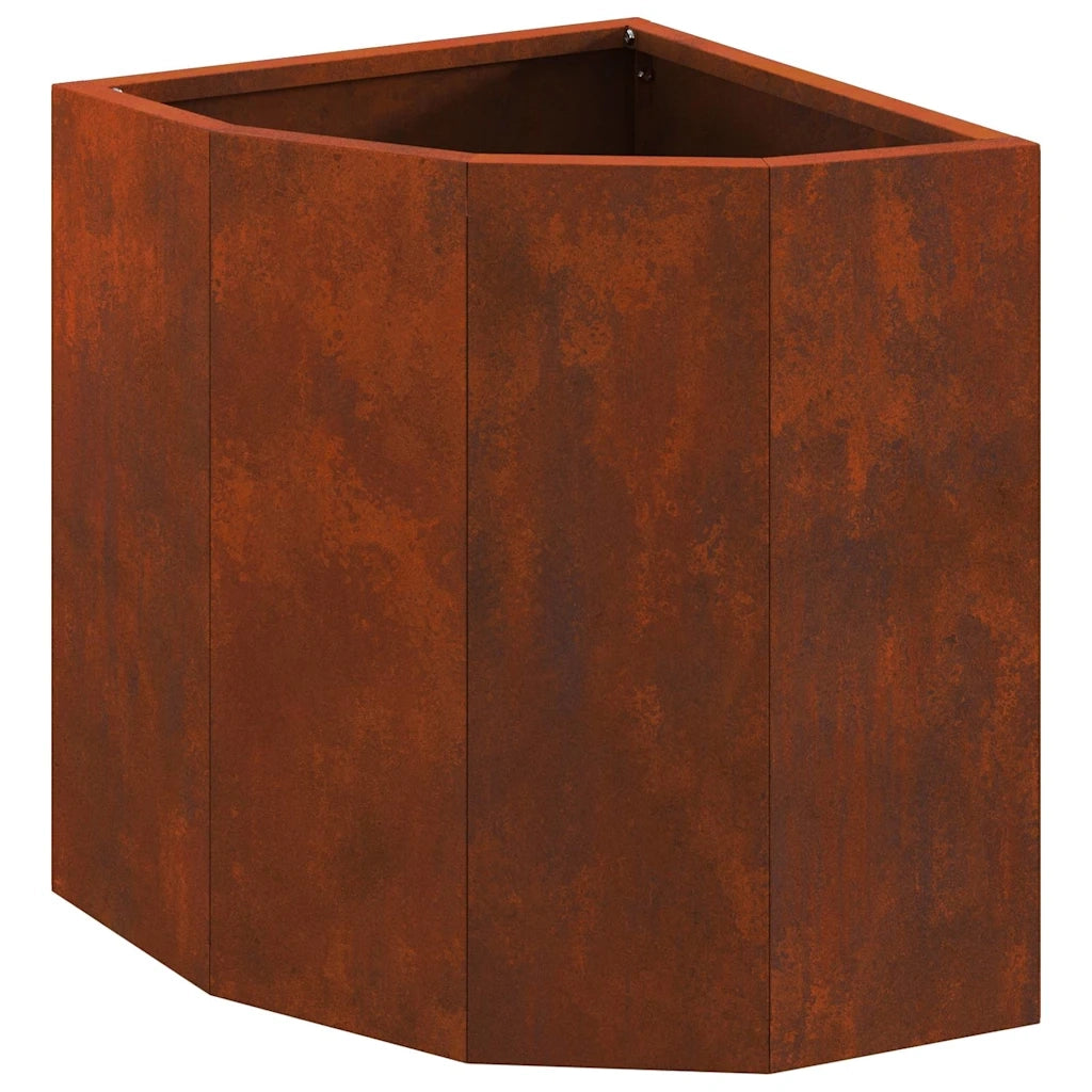 Vaso d'angolo-Fioriera-Contenitore per Piante Ruggine 30 x 30 x 35 cm acciaio corten