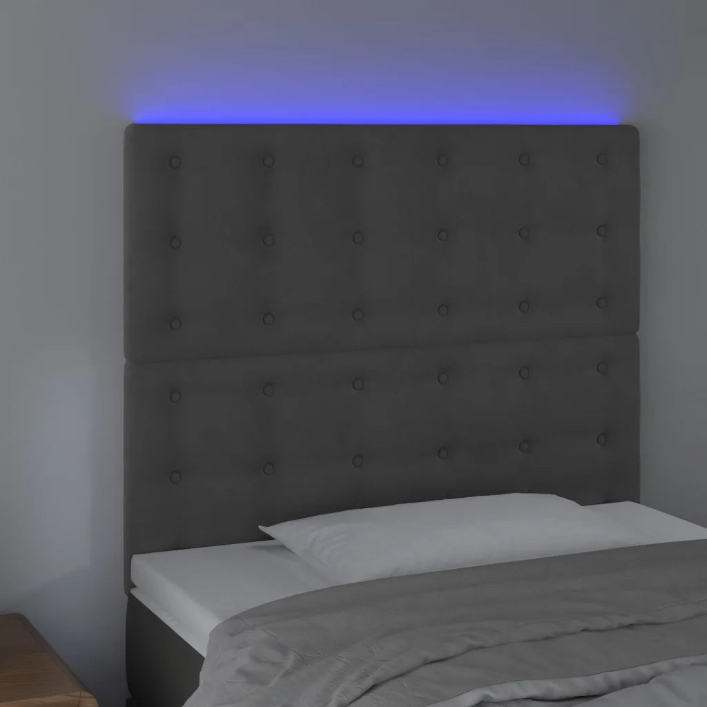 Testiera a LED Grigio Scuro 80x5x118/128 cm in Velluto 3122889