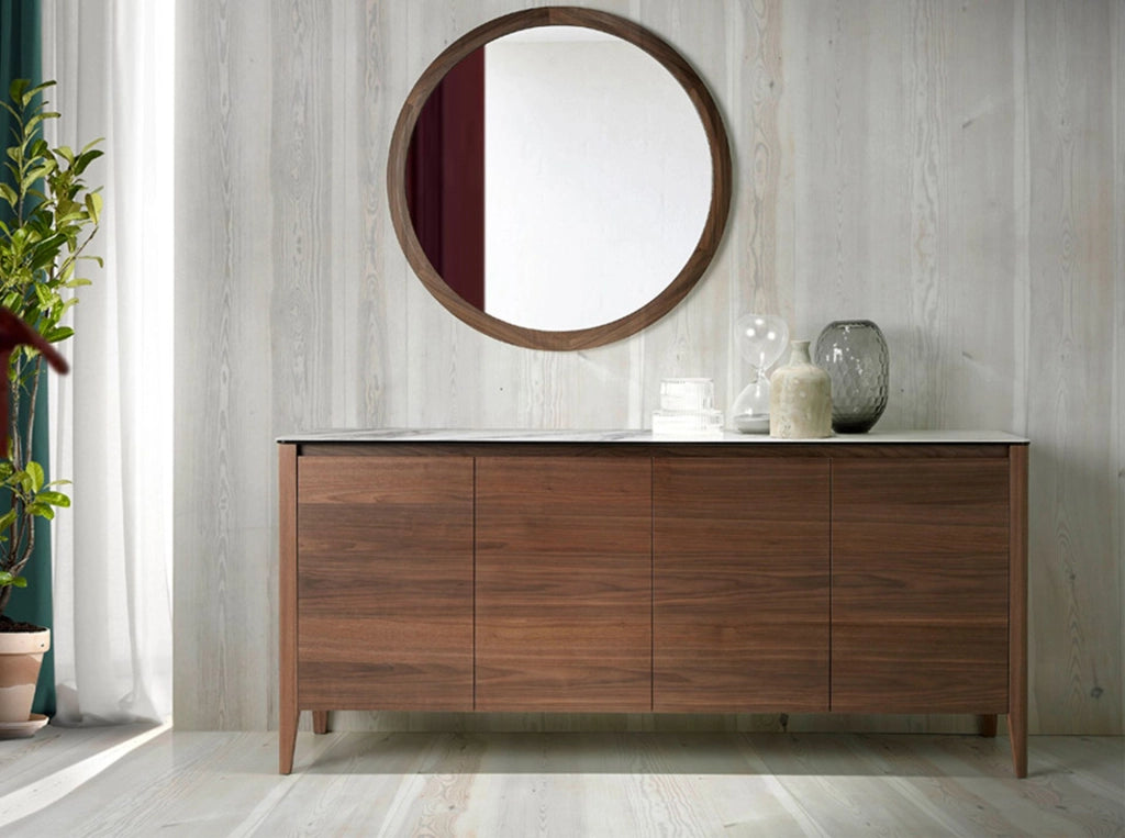 Credenza in noce con piano in marmo porcellanato