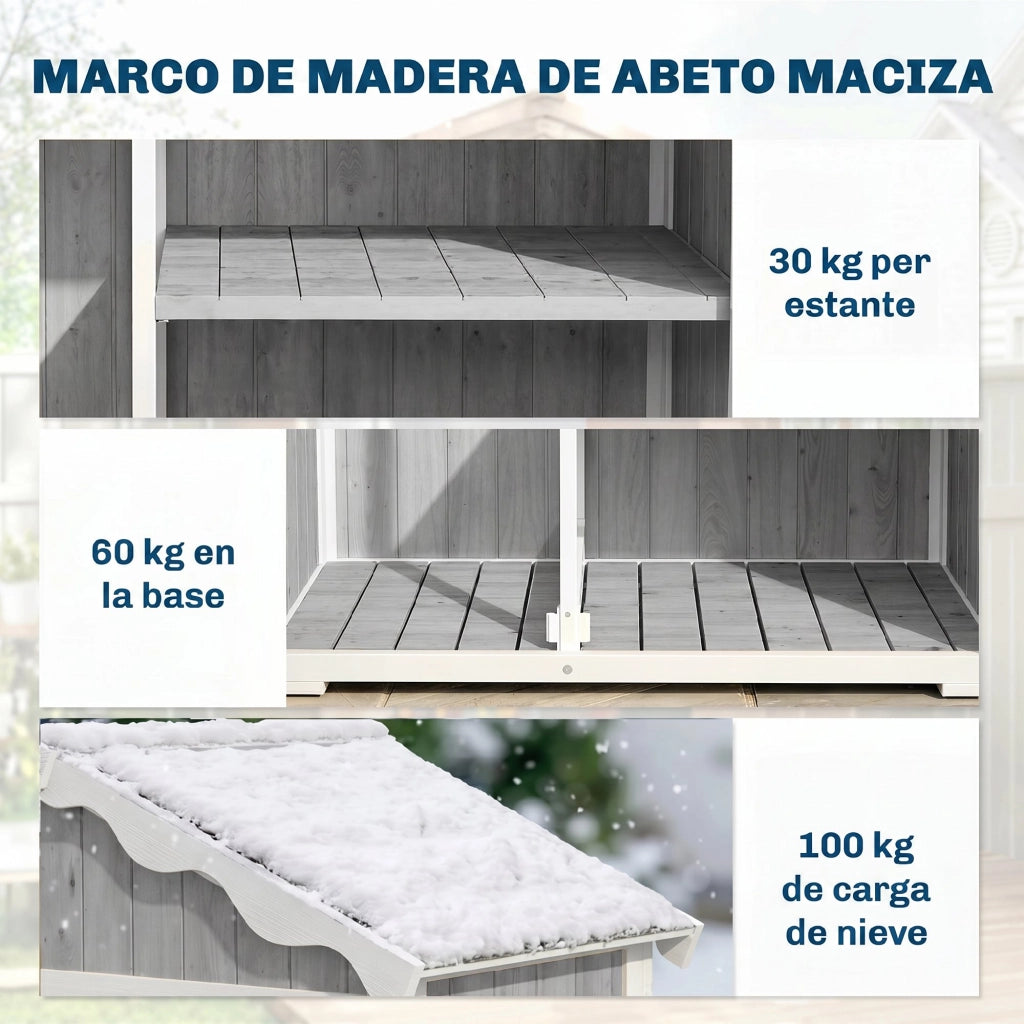 Armadio da Giardino in Legno ¨C zephmum ¨C Grigio 105x55x179 cm