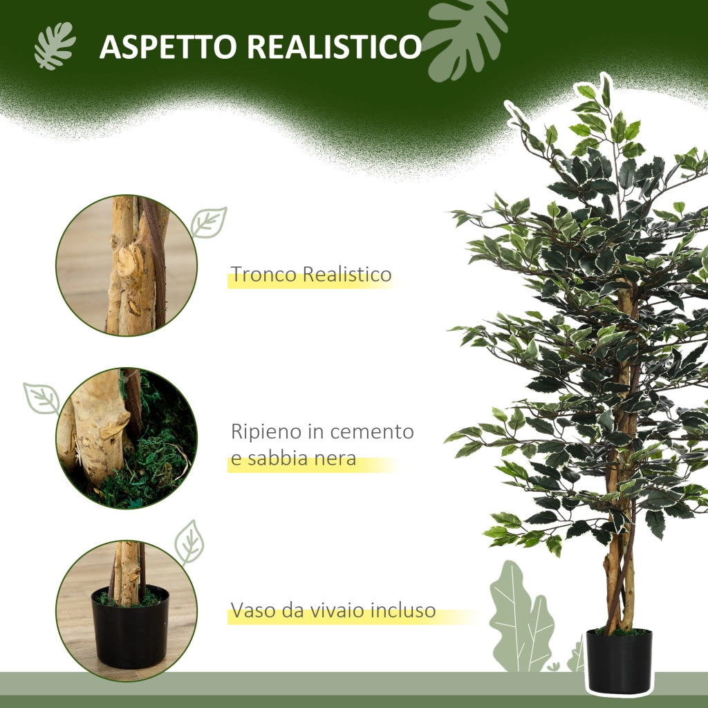 Pianta Artificiale Fico 130 cm 702 Foglie 3 Tronchi con Vaso ¨C Minimal ¨C ?15x12.5 cm