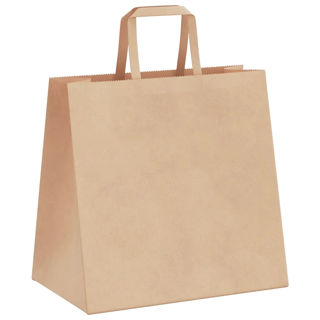 Sacchetti di Carta 250 pz con Manici Marrone 26x17x25 cm