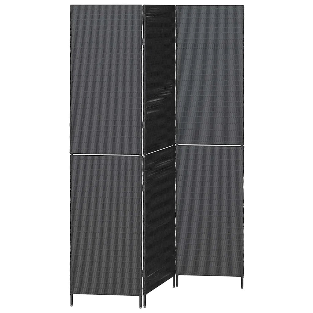 Divider per stanze | Paravento | Divisorio Ambienti Nero 146 x 180 cm polyrattan