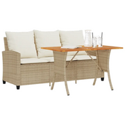Divano Giardino 3 Posti con Cuscini e Tavolo Beige Polyrattan 4103858