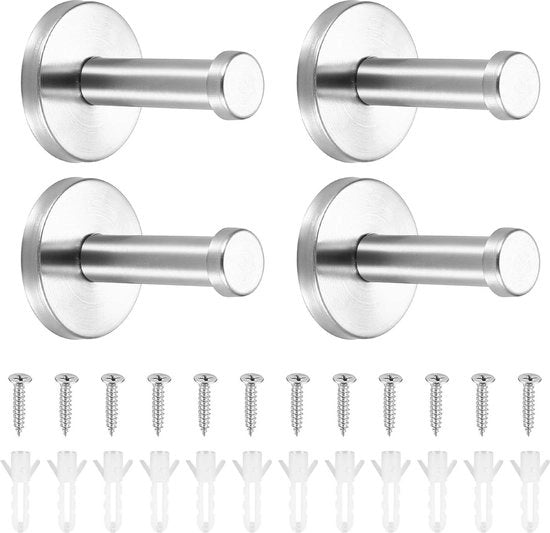 Hanger a 4 rami - montaggio a muro per appendere giacche, bagno, cucina - argento