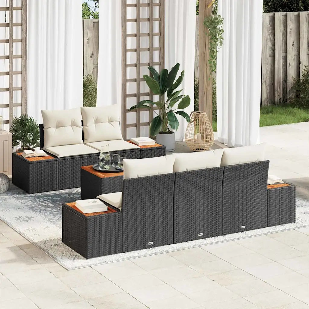 Set Divano da Giardino con archiviazione 6 pcs Nero Poly Rattan 3356692