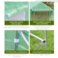 Serra per Orto a Tunnel 4.5x3x2m con Tetto Spiovente in PE e Tubi d'Acciaio Verde Scuro