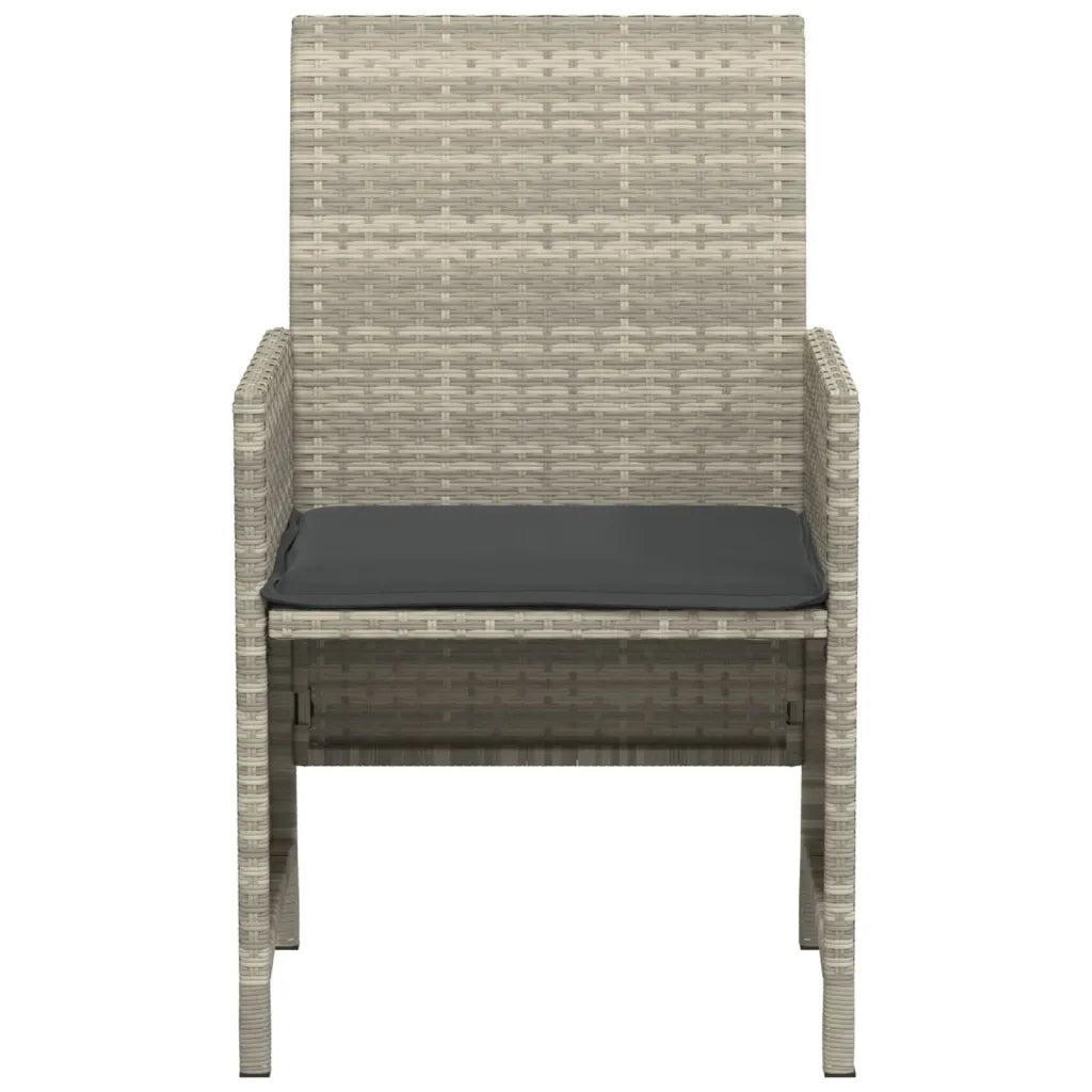 Set da BistrÃ² 3 pz con Cuscini Grigio Chiaro in Polyrattan