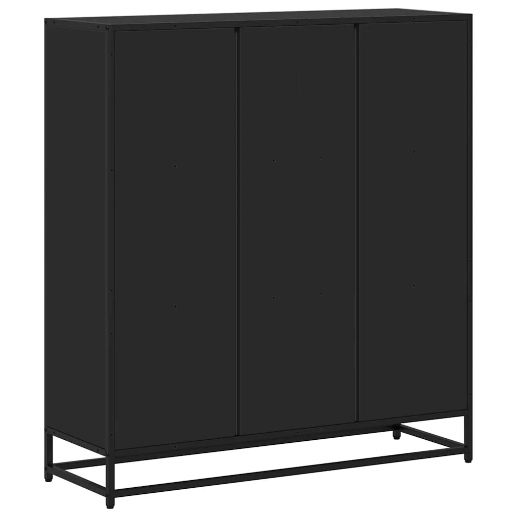 Libreria Nera 97,5x33x107,5 cm in Truciolato e Metallo