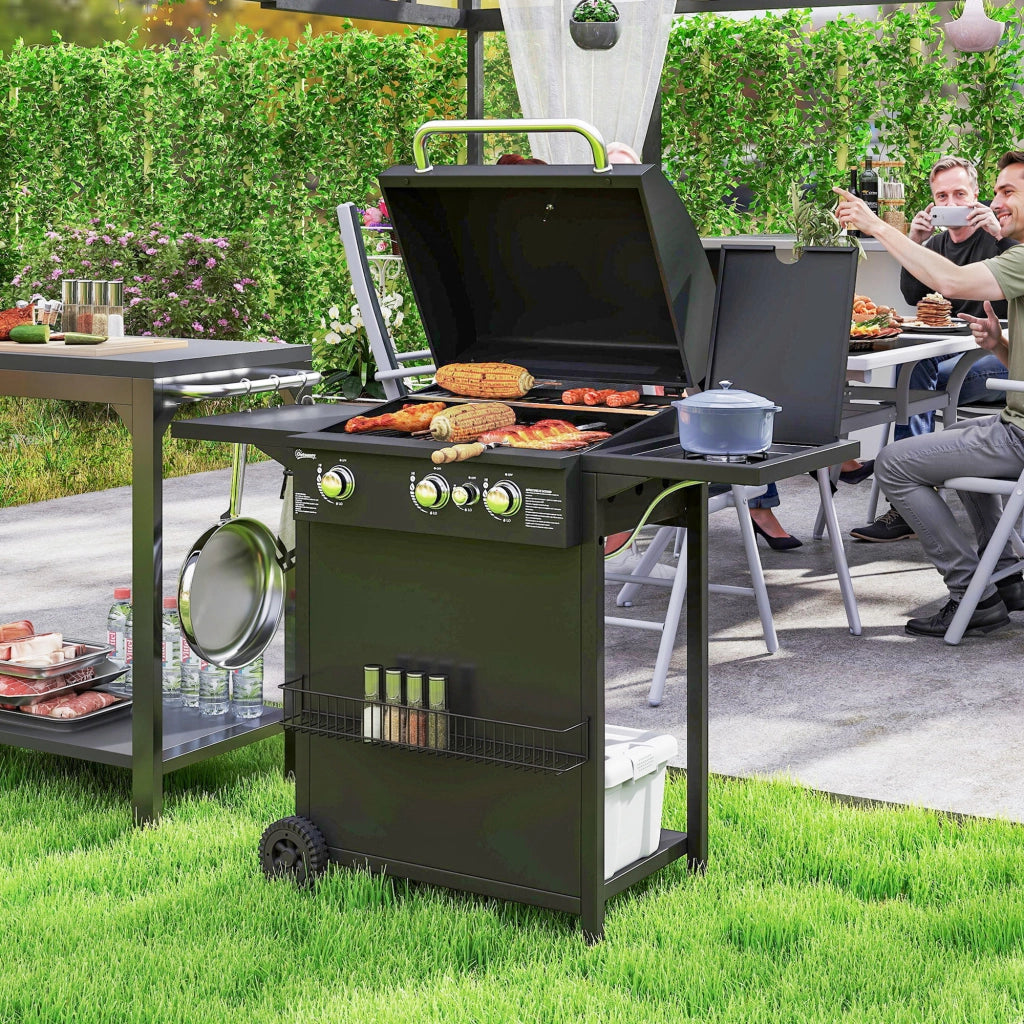Barbecue a Gas con Bruciatori e Tavolino ¨C zephmum ¨C Nero