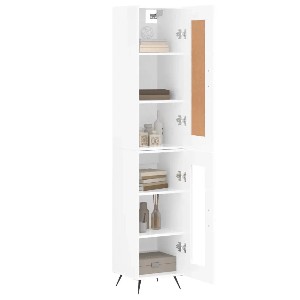 Credenza-Buffet-Armadio da cucina 34,5x34x180 cm in Legno Multistrato Bianco Lucido 997287