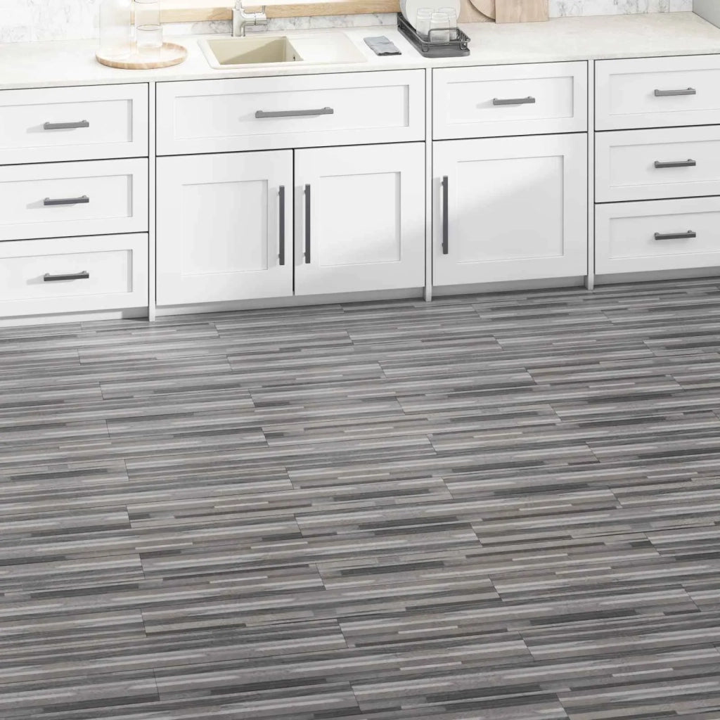 Tavole per Pavimenti 2,51 m2 18 pz PVC Grigio a righe CFW2479405