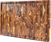 Tavola di taglio in teak 58 cm - endgrain - piedi anti-slip - per cucina e servizio - tavola di taglio in legno 58 x 38 cm con blocco di taglio a grana di resina.