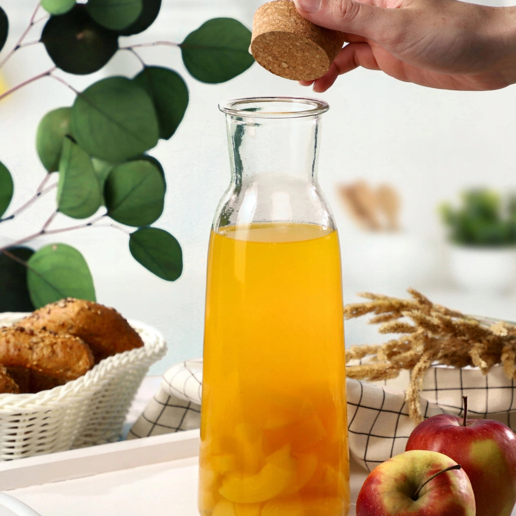 Caraffa in vetro KADAX da 1000 ml (1 litro) per acqua, vino e altre bevande, con tappo.