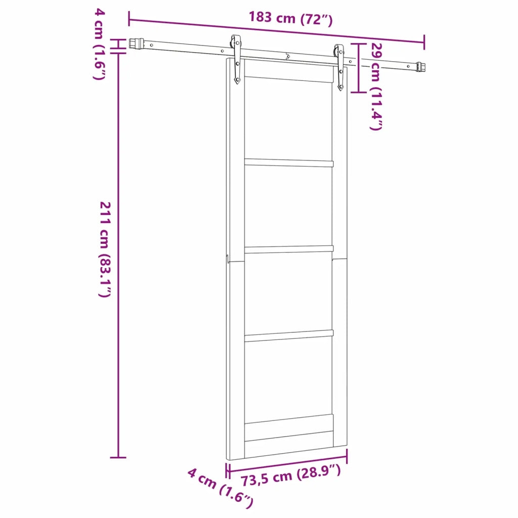 Porta scorrevole ORKDAL Naturale e Nero 73,5 x 211 cm