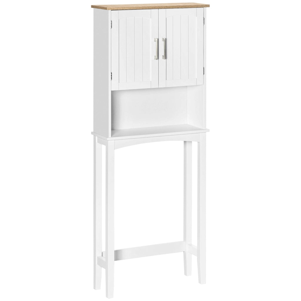 Mobiletto Alto per Lavatrice con Ripiano Aggiustabile sopra WC ¨C Zephmum ¨C Bianco 64x22x165 cm