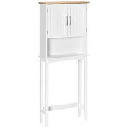 Mobiletto Alto per Lavatrice con Ripiano Aggiustabile sopra WC ¨C Zephmum ¨C Bianco 64x22x165 cm