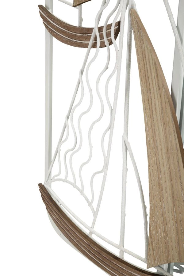 Specchio da Muro Adriatic 60x4,4x60 cm in MDF e Ferro e Specchio Bianco e Marrone