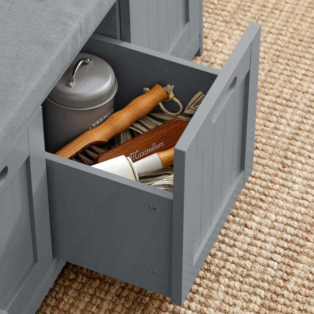 Scarpiera da Ingresso con cassetto e 2 armadietti cassapanca Camera da Letto Carico Massimo120 kg 90x45x35cm Grigio FSR80-SG