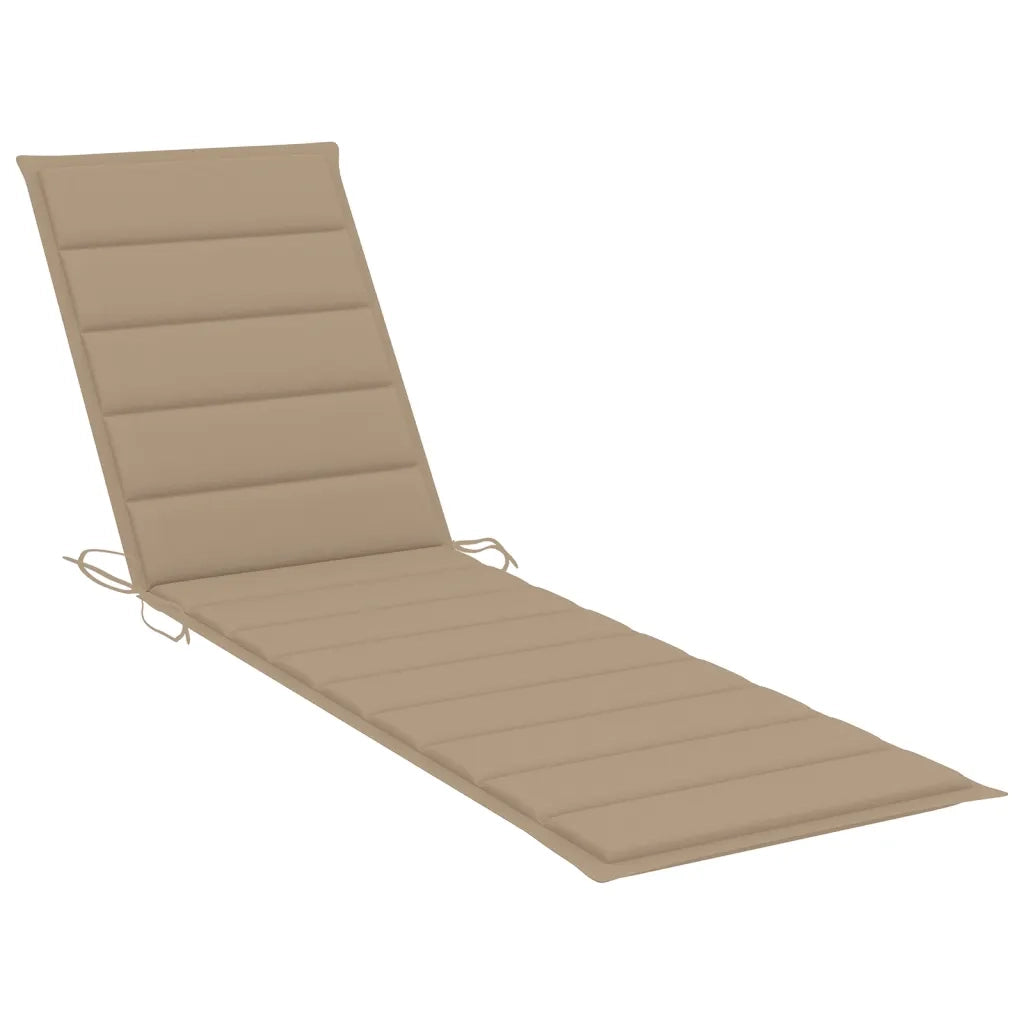 Lettini Prendisole 2 pz con Tavolo e Cuscino Beige in Teak 3073189