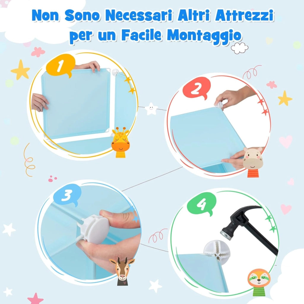 Guardaroba Portatile per Bambini, Armadio Portatile con 12 Cubi, Organizzatore Modulari per Camera dei Bambini Soggiorno, 109 x 35 x 145 cm (Blu)