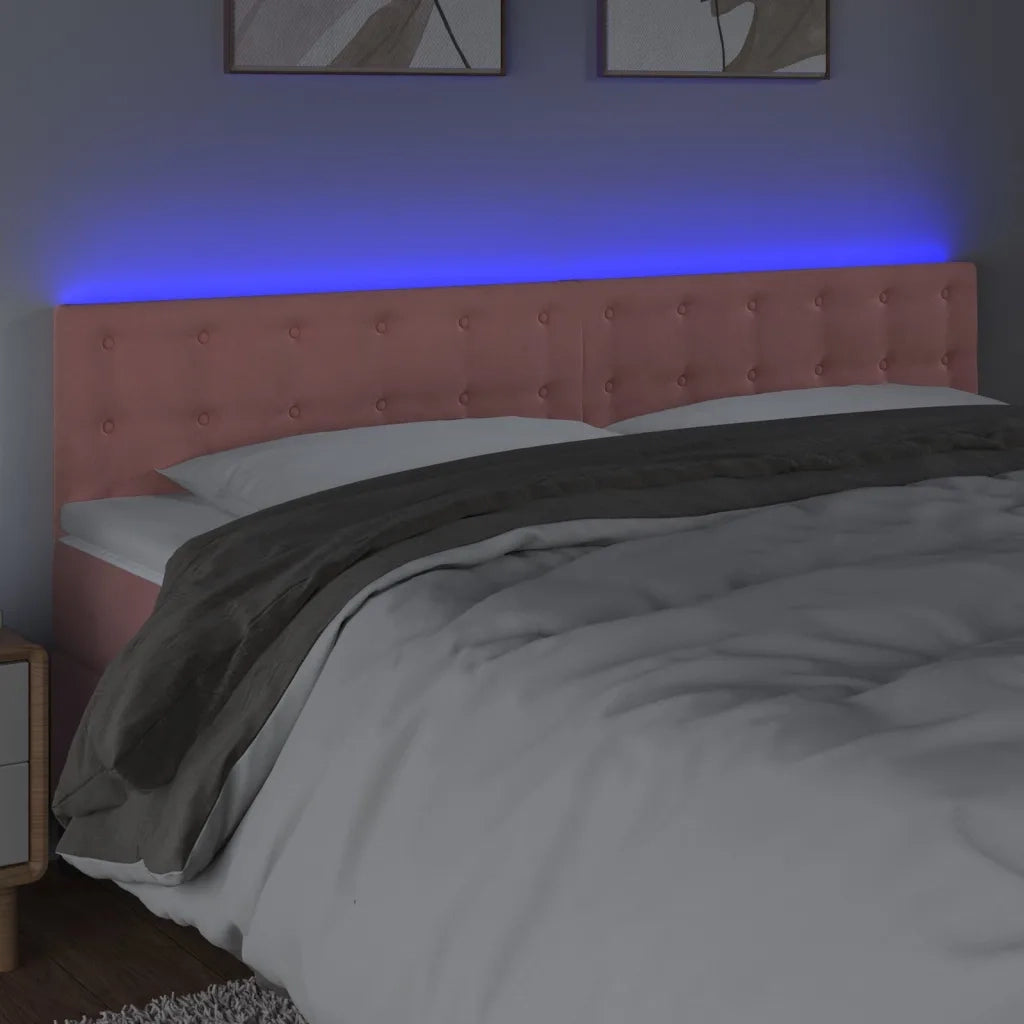 Testiera a LED Rosa 180x5x78/88 cm in Velluto 3122111