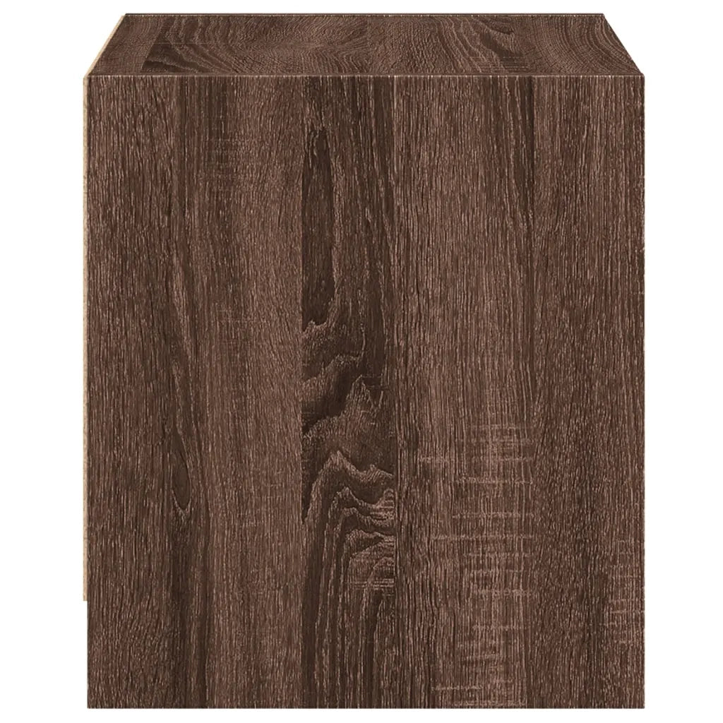 Set di 2 Comodini | Armadio da Notte | Mobiletto da notte con Ante in Vetro Rovere Marrone 35x37x42 cm