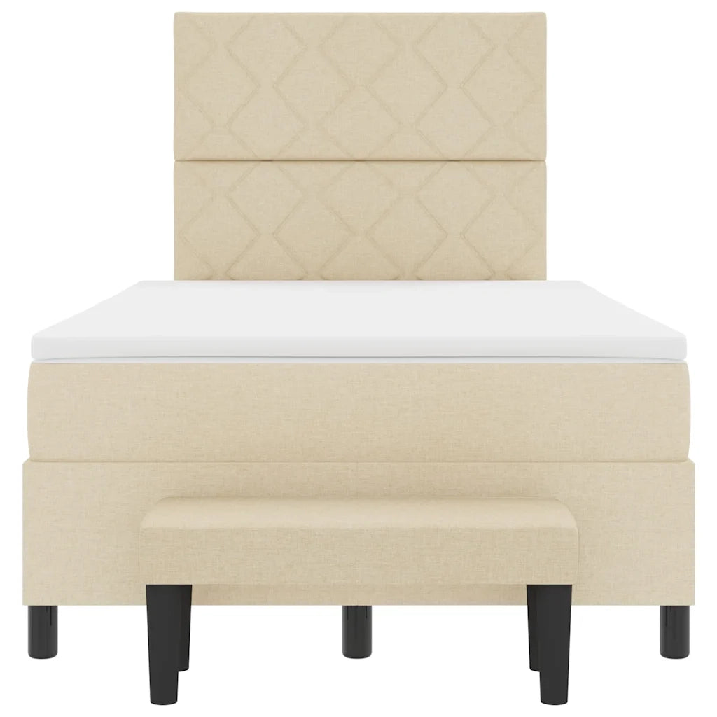 Letto a molle con testiera Crema 120 x 190 cm Tessuto 3344133