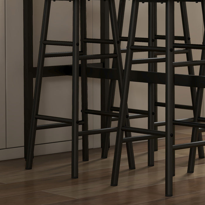 Set Tavolo Alto Rettangolare con Sgabelli in MDF e Acciaio Nero e Marrone